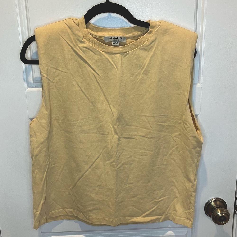 All Saints Coni Shoulder Pad Crewneck Tank